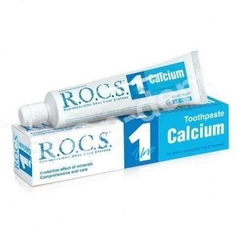 ROCS UNO Calcium - remineralizująca pasta do zębów  bez fluoru 60 ml