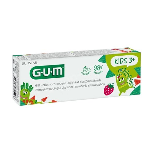 Sunstar GUM Kids pasta dla dzieci 3+ lat o smaku truskawkowym z fluorem 50 ml