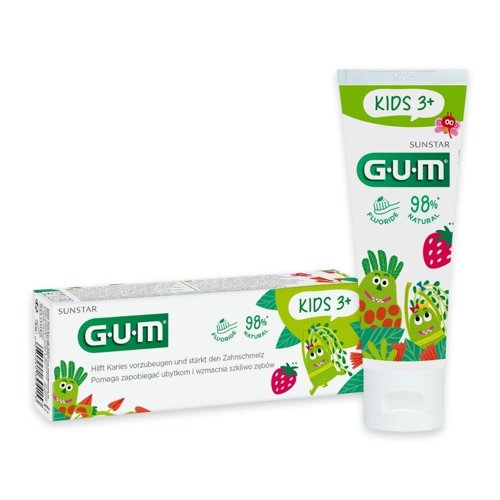 Sunstar GUM Kids pasta dla dzieci 3+ lat o smaku truskawkowym z fluorem 50 ml