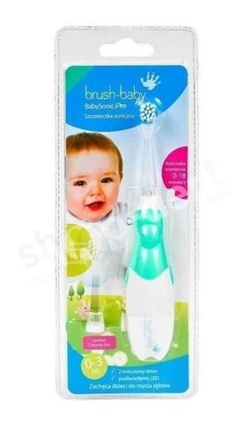 Szczoteczka soniczna BRUSH-BABY BabySonic PRO dla dzieci w wieku 0-3 lat w kolorze zielonym