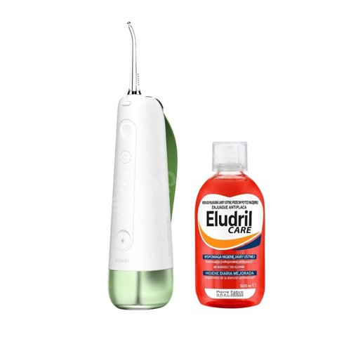 Zestaw Oclean W10 Irygator do zębów bezprzewodowy zielony + płyn do płukania jamy ustnej ELUDRIL Care