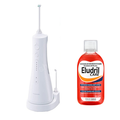 Zestaw Panasonic EW1513 Irygator bezprzewodowy + płyn Eludril Care
